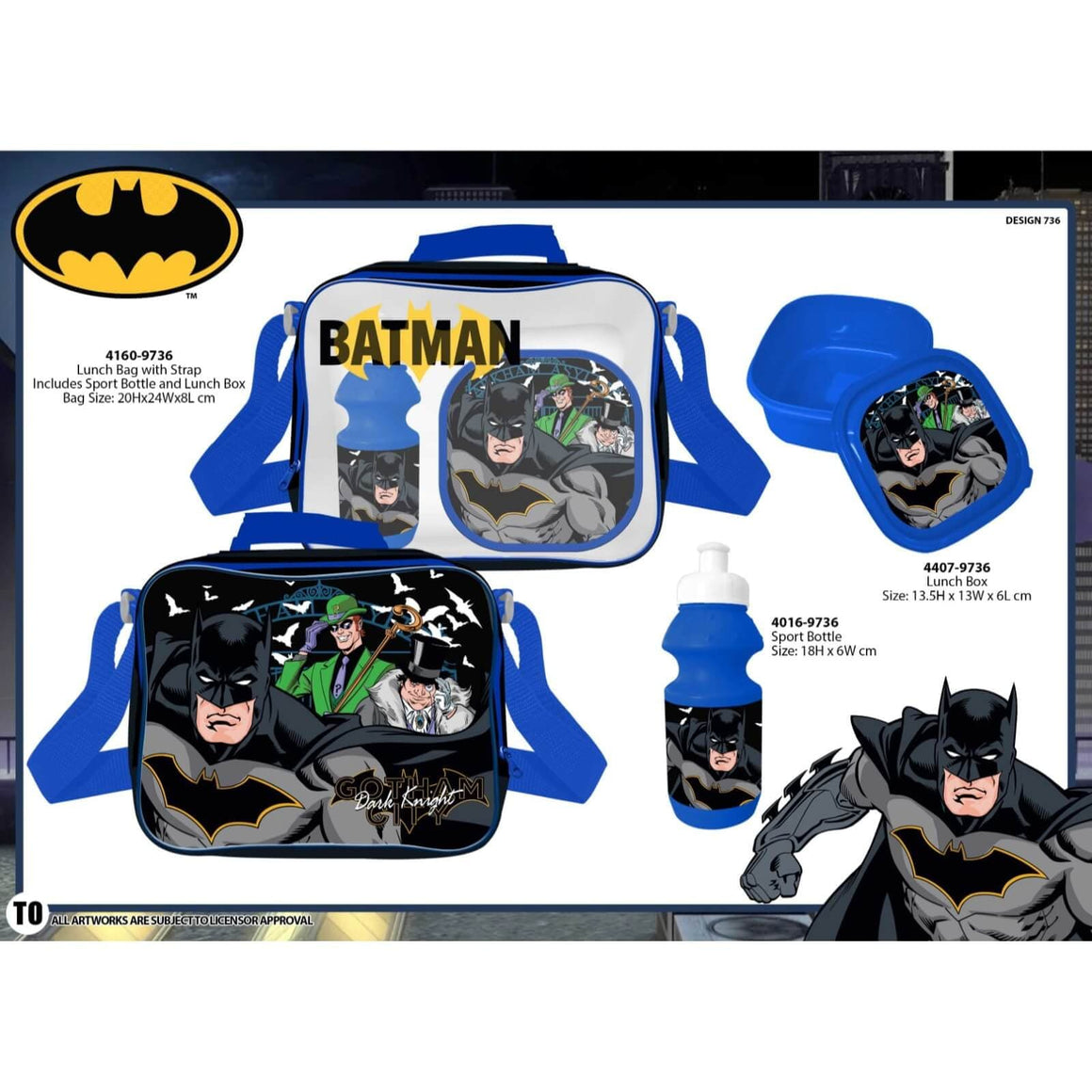 Batman 3 Piece Lunch Box Set.