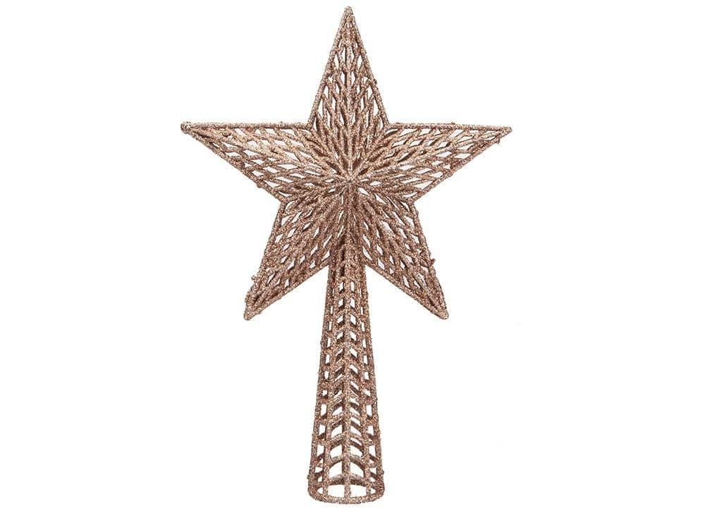 Large Glitter Tree Top Star - Rose Gold or Silver.