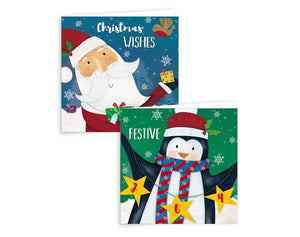 Santa/Penguin Snowman Cards - 10 Pack.